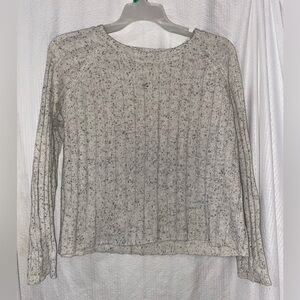 Lumiere Gray Ribbed Blouse with Long Sleeves